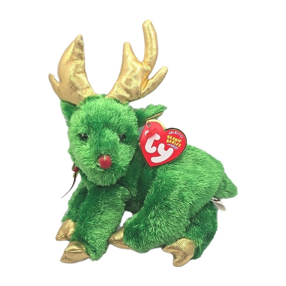 2004 Ty Beanie Baby "Sleighbelle" Retired Christmas‎ Green Reindeer BB14